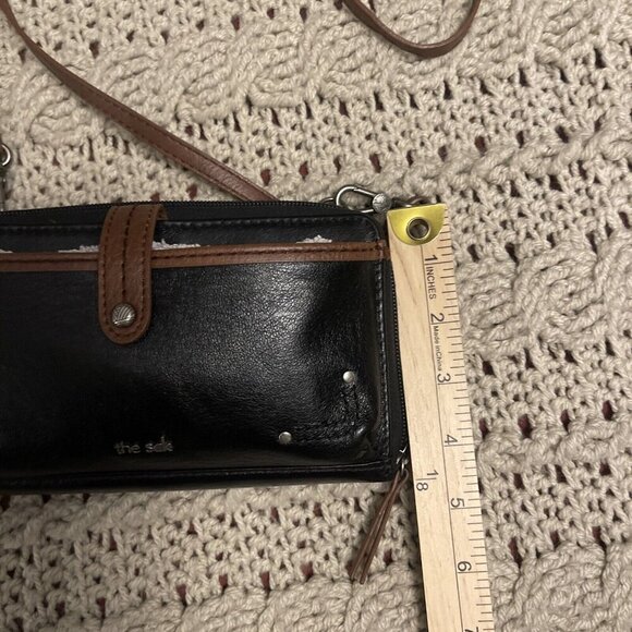 THE SAK Black Leather Zip Around Wallet Clutch‎ Crossbody - Picture 3 of 16